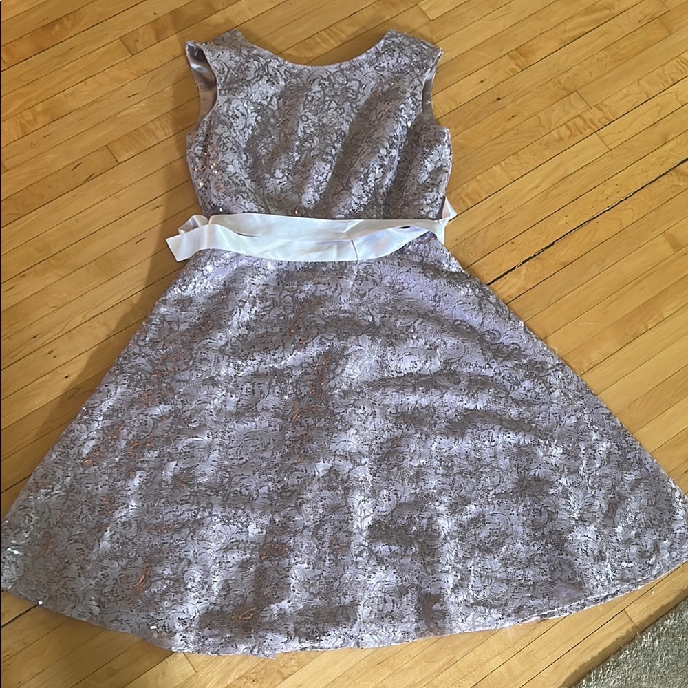 Elegant Iridescent lilac Dress with Sash